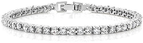 Gem Stone King 10.00 Ct Round Cut Stunning Cubic Zirconia CZ 7 Inch Tennis Bracelet For Women