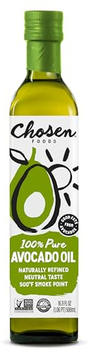 Chosen Foods 100% Pure Avocado Oil 16.9 oz., Non-GMO for High-Heat Cooking, Frying, Baking, Homemade Sauces, Dressings and Marinades