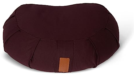 #DoYourYoga Cojín Zafu de Media Luna Ganesh con cáscara de espelta orgánica (KBA) Funda Lavable 100% algodón, 45 x 30 x 14 cm, meditación & Yoga - púrpura