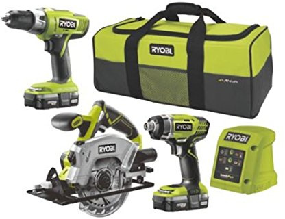 RYOBI ONE+ 1.3Ah 2 Li-ion Battery 3 Tool Kit (Combi Drill, Impact Driver, Circular Saw & Charger)