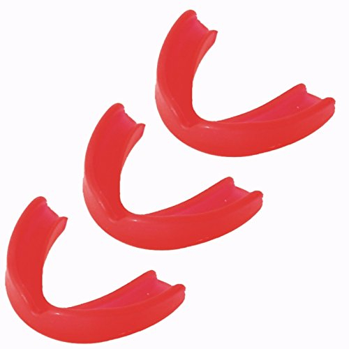 3er SPARSET - ROT - BAY® CE GEPRÜFT für Kinder Zahnschutz single Mundschutz Gebißschutz Sport Kids Junior Jugend red 3 Stück