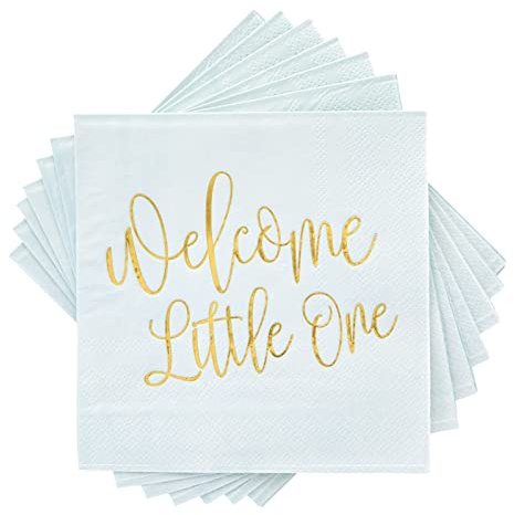 BLUE PANDA Party Napkins - 5 x 5 in, 50 Count, Pastel Blue - Disposable Beverage & Dessert Napkins for Baby Boy Shower Decorations