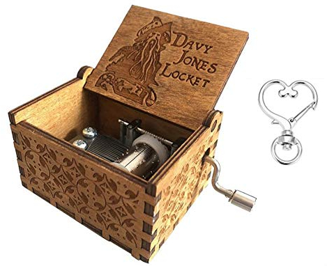Cuzit manovella in legno carillon pirati dei Caraibi Davy Jones medaglione in legno, motivo: Music Box