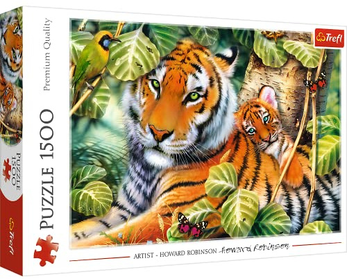 Trefl Jungle Tigers - 1500 Piece Jigsaw Puzzles for Adults & Children - Safari Tiger Cub Wildlfie Animals Puzzle