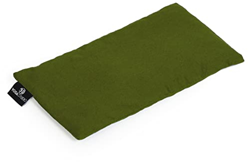 Yoga Studio organisches Augenkissen, 23 x 12/13 cm, Bio-Lavendel- und Leinsamenduft, Yogakissen für müde Augen und Kopfschmerzen, olivgrün