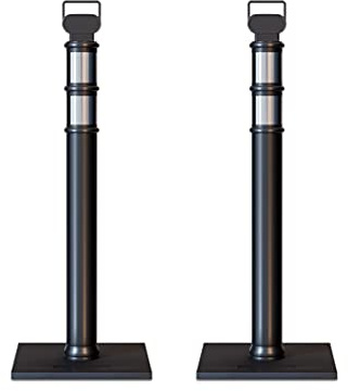 Trafford Industrial Set of 2 45 Delineator Posts with Removable 10lb Rubber Base, Reflective Collars - Black – Parking Cones, Road Cones, Traffic Barrier