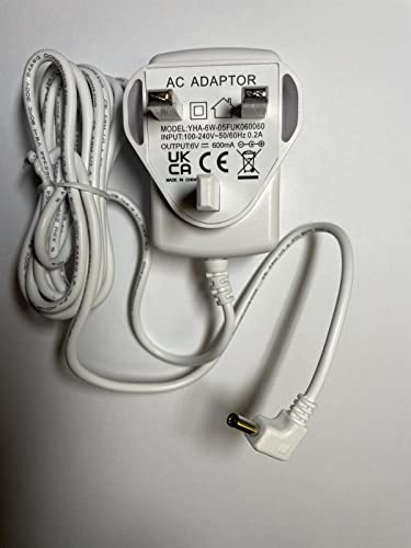 White Replacement for 6V AC-DC Adaptor Charger for BT Audio Baby Monitor 400