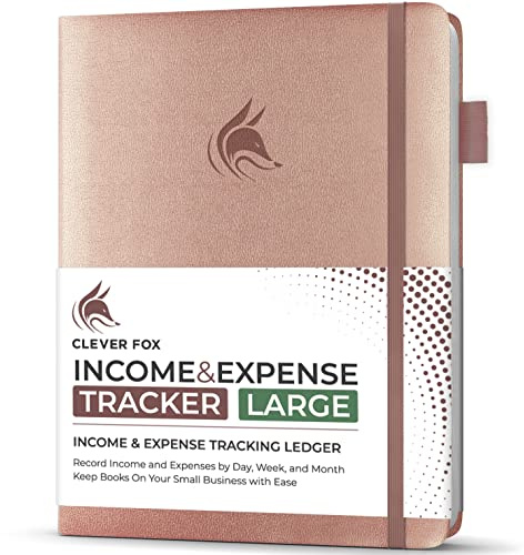 Clever Fox Income & Expense Tracker, Business Ledger 21.5x28cm Rose Gold | Bookkeeping & accounting notebook, Finance record log book, Budget planner & monthly bill organizer, Small business supplies