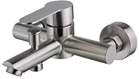 SUS 304 Edelstahl Wand Montiert Wannenarmatur Dusche Mixer Hoher Durchfluss Waschbecken Armaturen, Zwei Auslauf, Einhandgriff, Spot Resist Gebürstetes Nickel