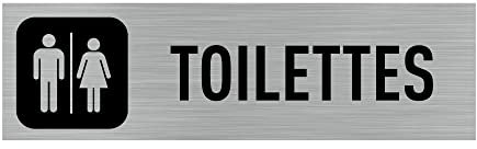 Pictogramme Toilettes (Q0006). Signalisation Porte - 170 X 50 mm - Autocollant souple ou plaque alu brossé 2mm. - Plaque aluminium brossé - Plaque aluminium brossé -