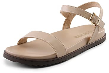 DREAM PARIRS Platta sandaler för kvinnor med öppen tå söta ett band komfort fotvalv stödsandaler