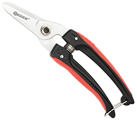 Eden 39006 Durable Bypass Trimming Shears, 1/4 Inch Cutting Diamter For Stems and Branches, HIgh Carbon Steel, Ergonomic Grip