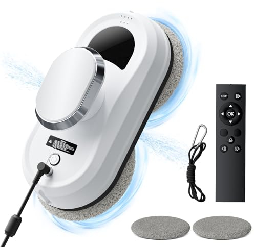 Tanniws Fensterputzroboter 3000 PA Saugleistung Glasreinigungsroboter 0.35m/min Elektrischer Fensterreiniger mit Fernbedienung Richtungen ferngesteuertes Autosprühgerät