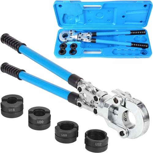 TLGREEN Pinza Crimpare V per Tubo in Rame e Acciaio Inox,12-15-18-22-28mm,360° Testa Rotante,8T,Crimpatrice Multistrato,Pinza per Serra Multistrato,Pinza a Pressione Idraulica