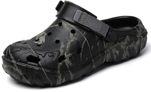 Garten Clogs Schuhe für Herren Sandalen Leicht Atmungsaktiv – Verstellbarer Fersenriemen Strand PoolSommerwanderungen Slip-On Hausschuhe Black 47