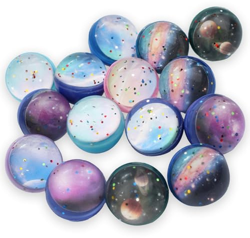 GZDAOXIA 15 Pièce 32mm Balle rebondissantes,Espace Thème Balles,pour Cadeau,Party Favors,différentes Couleurs,Idéal pour soulauger Le Stress