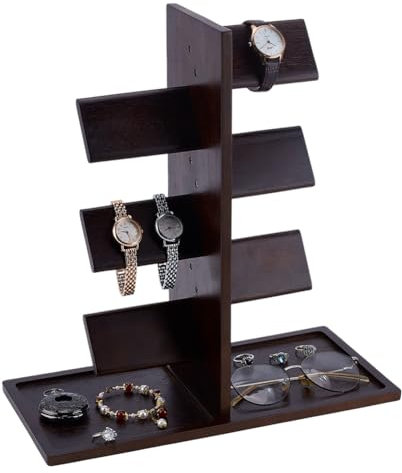 PH PandaHall Supporto per Orologio In Legno, Torre Espositiva per Orologi Organizzatore per Orologi Multipli Supporti da Tavolo per Orologio Bracciali Uomo Donna Vetrina Regali Festa del Papà