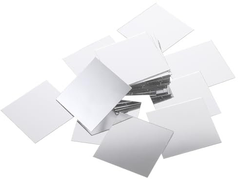 LIQWEI 50 Stück Kleine Spiegel, 5 x 5cm Quadrat Selbstklebende Spiegelaufkleber, Spiegelfliesen Mini zum Basteln Quadratische Spiegel Mosaik Fliesen für DIY Wand Deko Badezimmer Handwerkskunst Schrank