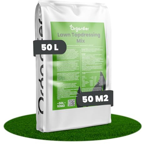 Top Dressing De Pelouse - 50 L - 50 m2 - Mélange Avec Mycorhizes Et Rhizobactéries - Fumier De Vache Séché - Fumier De Vers - Farine De Lave - Engrais Pour Pelouse - Activateur De Sol - Organifer