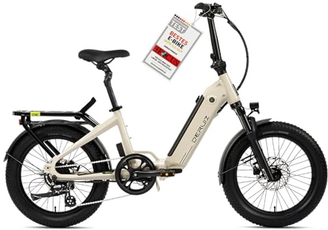 DERUIZ Peridot E-Bike-Bicicleta eléctrica plegable de 20 pulgadas, 250 W, 55 N.m, motor de rueda trasera, 3 pulgadas, batería de 48 V/500 Wh, batería de 11 – 32T, 8 velocidades, frenos hidráulicos