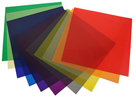Annadue Färgfilterfilm, Hög Genomskinlig Universell Färgkorrigering Gelfilter, PC -material, 30x30 Cm, Coola Effekter, Ljussimulering, för Strobe LED -ljusfotografering (11st)
