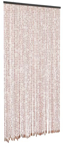 Cortina de puerta de bambú, estilo chino vintage, cortina de madera segura, bordes lisos con colgante, para puerta de casa y dormitorio, color café, 200 x 90 cm