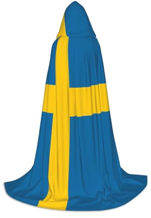 ZQYTGFDC Cape à capuche avec drapeau suédois M pour adolescents/déguisement d'Halloween