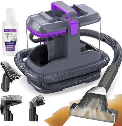 X-cotec Lavatappeti 450W 13kPa, Lava Tappezzeria e Aspira per Divano, Tappeti e Auto, con 3 Spazzole e Sistema a Doppio Serbatoio Autopulente, Portatile Leggero 2,6kg