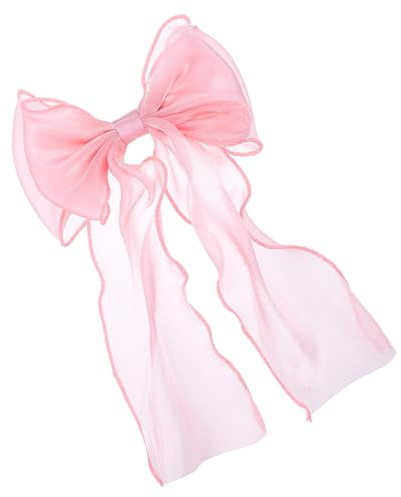 Pink Hair Bows, Large Long Tail Bow Hair Accessory for Women