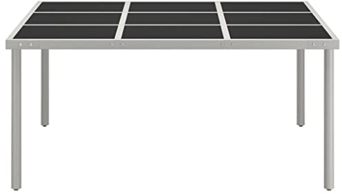 HFMDRMU Garten-Esstisch 170x170x74,5 cm mit Glasplatte und Stahlgestell für Terrasse und Veranda