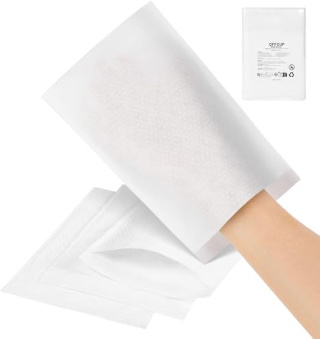OFFCUP Gants de Toilette Jetables, 50 Pièces Gants de Toilette Imprégnés, 23 x 15 cm Gant de Toilettes Non Tissé pour Cuisine Salle de Bain et Toute Occasion