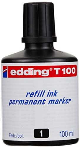 edding T 100 Nachfülltinte Permanentmarker - schwarz - 100ml - mit Tropfendosiersystem, zum schnellen Nachfüllen fast aller edding Permanentmarker