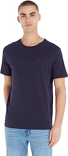 Tommy Hilfiger Herren T-Shirt Kurzarm Rundhalsausschnitt, Blau (Navy Blazer), L