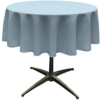 La Leinen Polyester Popeline Tischdecke rund, Polyester, hellblau, 147.30000000000001 x 147.30000000000001 x 0.04 cm