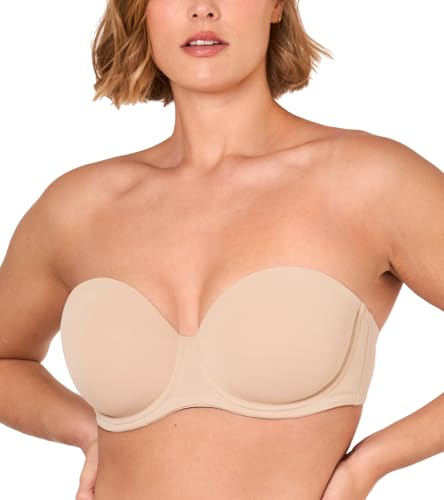 DELIMIRA Plusstorlekar axelbandslösa behåar för kvinnor Beige 70D