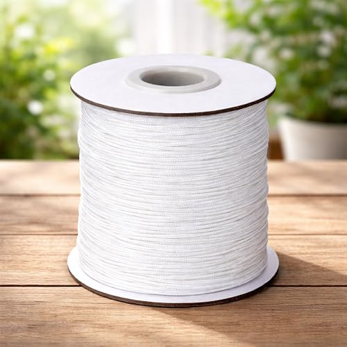 Trimming Shop 2 mm flätad nylon persiennsnöre 250 meter vit sträng för persienner, romerska nyanser och fönsterfästning, lämplig för trädgårdsarbete och gör-det-själv-användning
