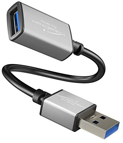 KabelDirekt – Cavo di prolunga USB-A 3.0 – 0,15m, connettore Maschio USB-A e connettore femmina, colore nero/space grey