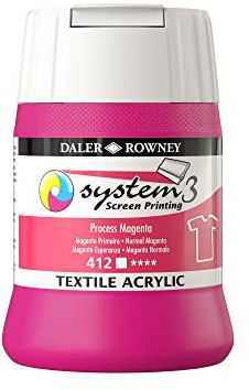 Daler-Rowney System3 Textile Acrylic Screen Printing Ink, Plastic Pot, 8.45oz - 250 ml, Process Magenta