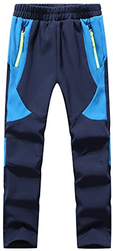 BenBoy Pantaloni Neve Bambino Impermeabile Pantaloni Sci Invernali Ragazze Ragazzo Pantaloni Trekking Softshell Arrampicata Escursionismo,KZ0008-Blue-M