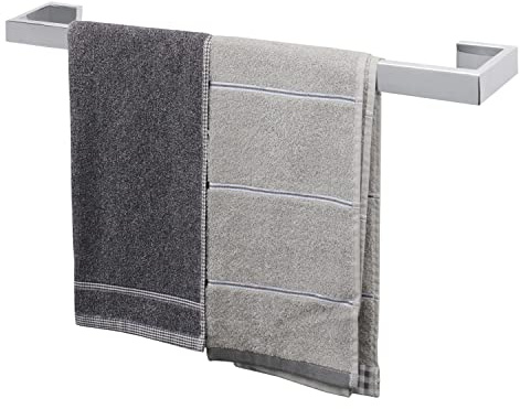 TocTen Toallero de baño – Base cuadrada gruesa SUS304 barra de toalla de acero inoxidable para baño, accesorios de barra de baño, toallero resistente montado en la pared (cromo pulido, 24 pulgadas)