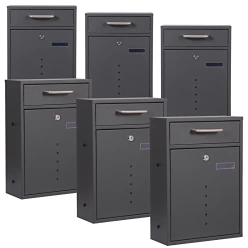 2x3 Briefkasten V51 in Anthrazit Postkasten abschließbarer Wandbriefkasten mit Sichtfenstern