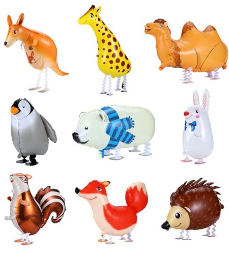Kesote 9pcs Mixed Animal Air Balloons - Aluminium Helium Balloons for Birthday Party Decor