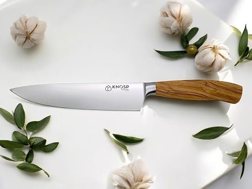 Knosp Solingen Kochmesser 21cm - Olivenholz, rostfrei, deutsches Küchenmesser, scharf, beige, hell