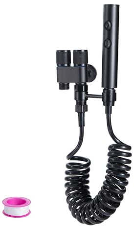 Kit De Rociador de Bidé 2 En 1 Potente Chorro y Amplia Pulverización Pulverizador Para Bidé de Mano Duchas Higienicas para Wc Para Lavado de Inodoros Higiene Personal Limpieza de Mascotas (Negro)