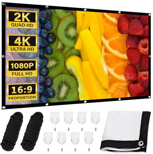 WANDGU 100 Pollici 16:9 HD 4K Schermo Proiettore Schermo Pieghevole Tela Proiettore Esterno Portatile Parete per Casa