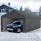 GOPLUS Garaje Carpa Impermeable 3x6 M, Gran Refugio para Vehículos Resistente a la Intemperie y 8 Paredes Laterales Desmontables, Toldo Exterior para Fiestas, Puestos de Mercado, Botes y Coches, Gris