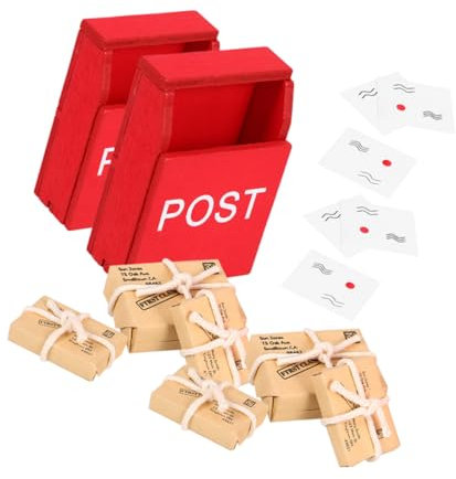 Gadpiparty 2sets Dollhouse Mail Sack Mini Wooden Miniature Mailbox Toy for Boys and Girls Collectors Learning