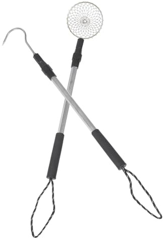 Beaupretty Beach Sand Sifter with Telescopic Aluminum Rod and Detachable Hook Shell Scoop and Filter Tool for Easy Shell Collecting and Sand Sifting at Beach