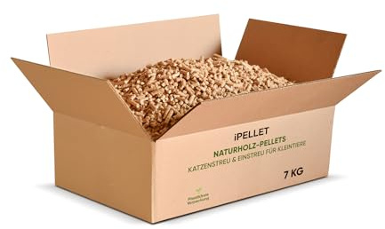 iPELLET Granulés de bois naturel - Litière pour chat et litière pour petits animaux - 100 % naturel, hautement absorbant et désodorisant - Boîte de 7 kg ou 15 kg (boîte de 7 kg)