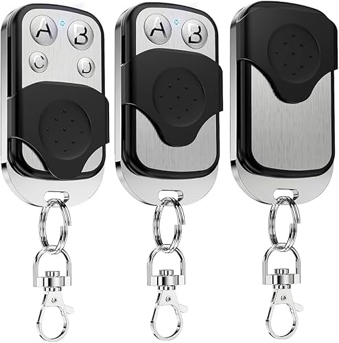 3Pcs Mando Garaje Clonador Universal 433.92Mhz, Mando a Distancia Duplicador con 4 Botones, Puerta Garaje Codigo Fijo Control Remoto Inalámbrico Automático Garage Gate Openers- Incluida Batería